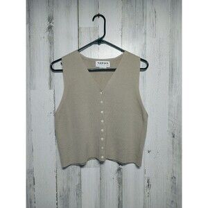 Nipon Studios Beige Sweater Vest Women's Medium Wool Blend Vintage